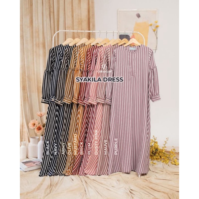 SYAKILA DRESS TERBARU GREENISM / DRESS SYAKILA SALUR GREENISM GAMIS MOTIF SALUR BUSUI FRIENDLY