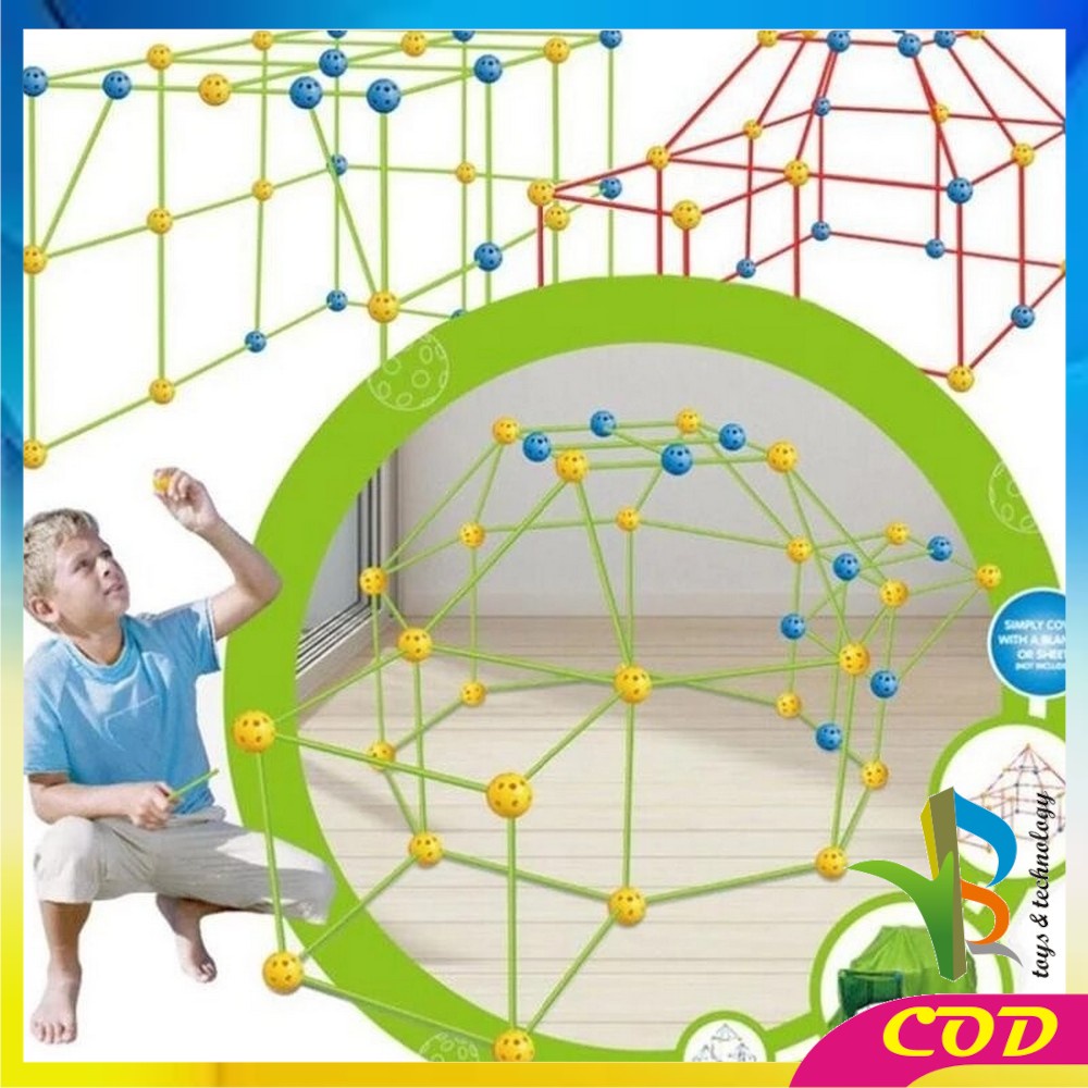 RB-M200 Mainan Anak Magic Straw Tenda Mainan Anak Rumah Rumahan Mainan Pipa Ajaib Building Block