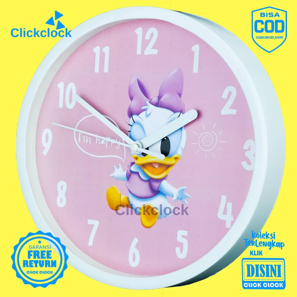 Jam Dinding Quartz Anak Daisy Duck Karakter NN1717 Besar Dekorasi Rumah Unik