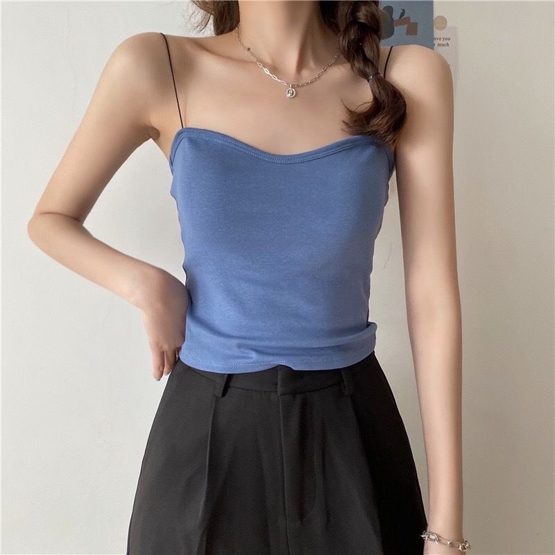 Tanktop Tali Spaghetti Wanita (T2) Atasan Pakaian Wanita Pakaian dalaman WNit import Tanktop Cup Bra