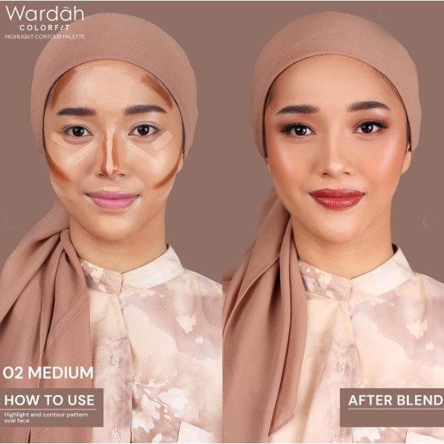 BARU Wardah Colorfit Highlight Contour Palette - 3 in 1 Highlighter, Contour, Concealer