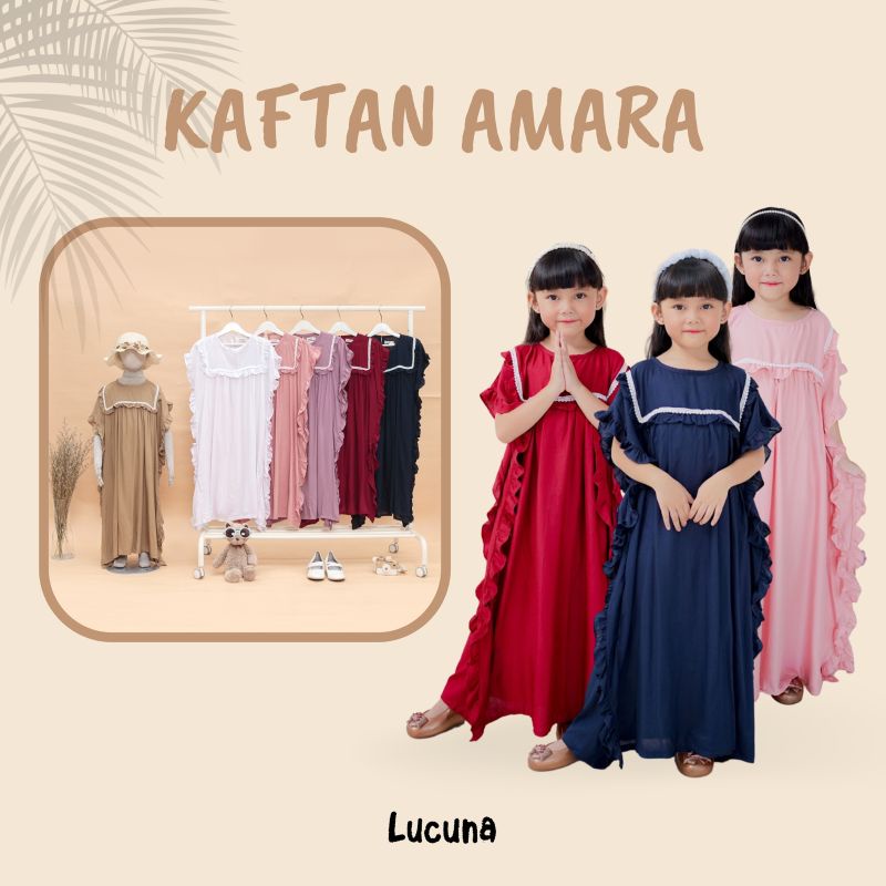 AMARA KAFTAN ANAK PEREMPUAN SIZE 2 4 6 8 10 TAHUN - KAFTAN ANAK RAYON ADA RENDA