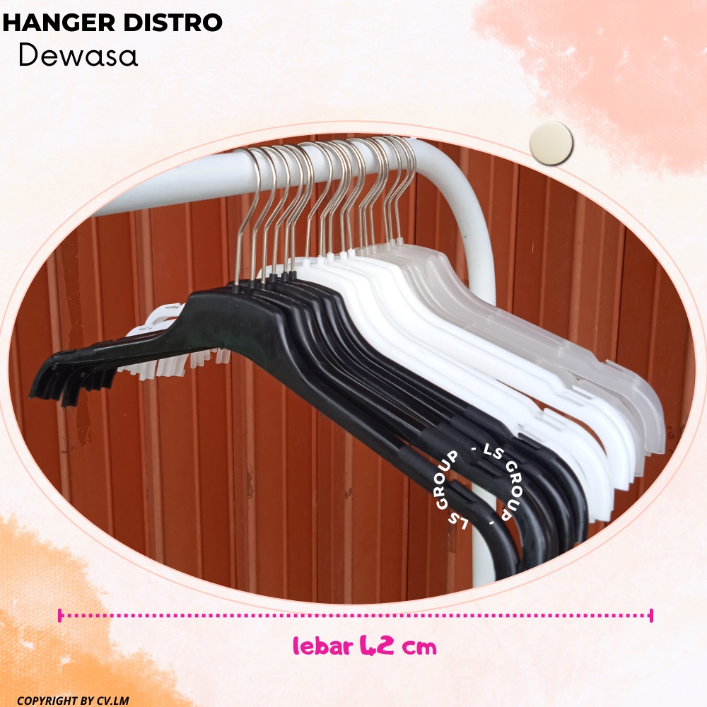 Hanger Baju Distro Butik Toko isi 12 pcs - Gantungan baju Model TP dewasa Per LUSIN