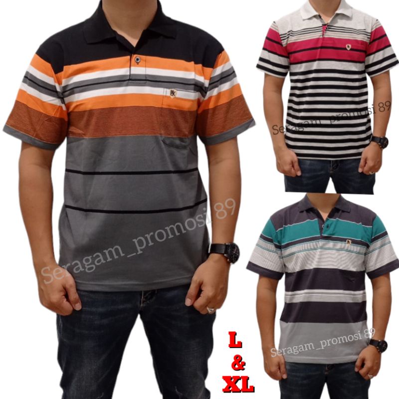 KAOS KERAH KATUN BALOK SIZE L &amp; XL / kaos wangky pria dewasa / kaos kerah katun motif salur / kaos kerah bapak bapak / kaos katun adem / kaos kerah katun santai / kaos kerah THR / polo shirt katun salur / kaos katun pria bisa cod