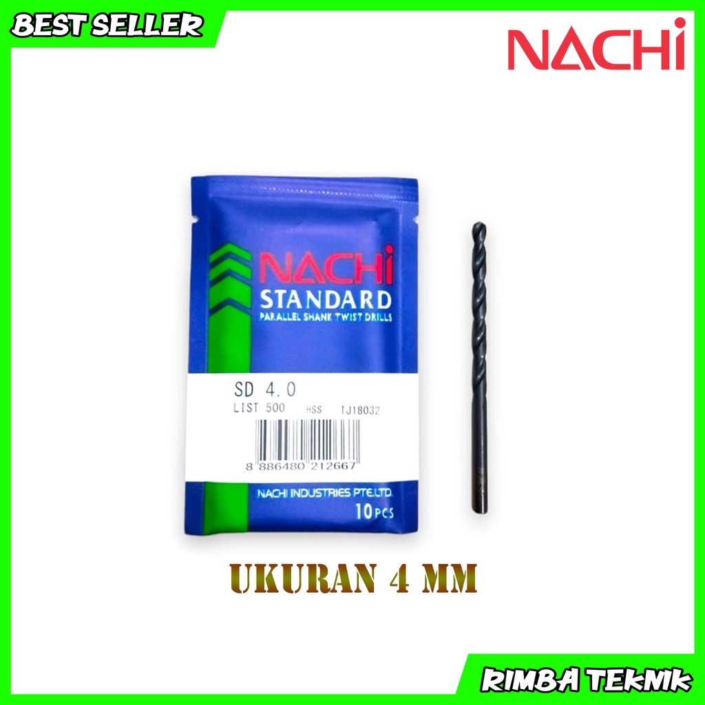 Mata Bor Besi HSS Nachi Asli Ukuran 4mm Original 4.0 mm