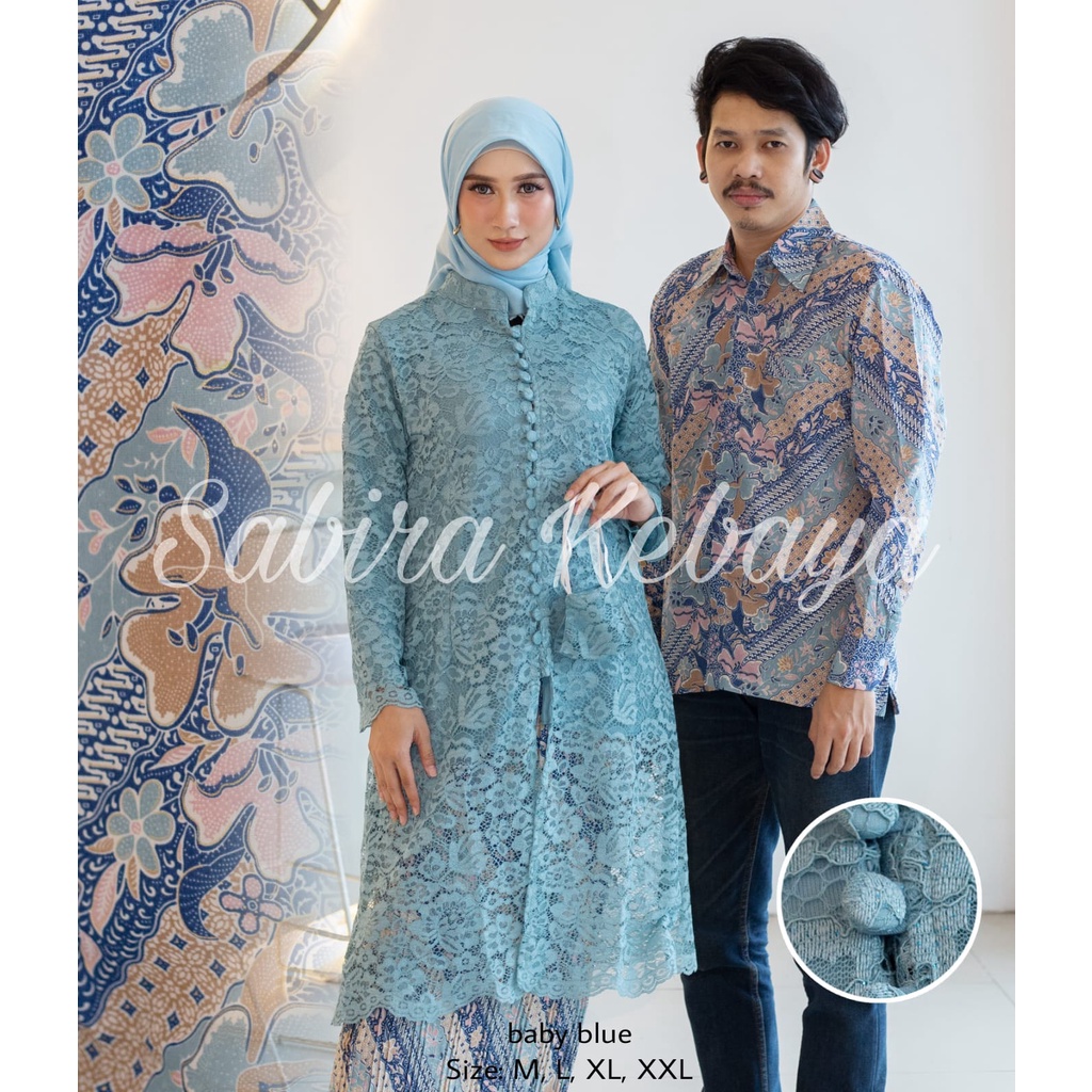 MODEL TERBARU STELAN KEBAYA TUNIK BROKAT COUPLE BATIK PRIA MODERN/OUTFIT KONDANGAN/SERAGAMAN WISUDA/