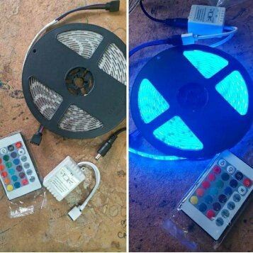 LAMPU LED STRIP RGB ROLL 5 METER 5050 PAKAI REMOTE REMOT 12V A132