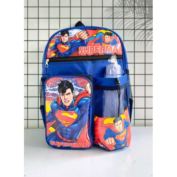 Tas Ransel Anak Karakter Superman Gratis Botol minum