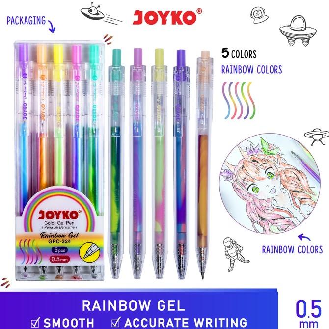 

Color Gel Pen Pena Jel Warna Joyko GPC-324 Rainbow Gel 5 Warna 0.5 mm