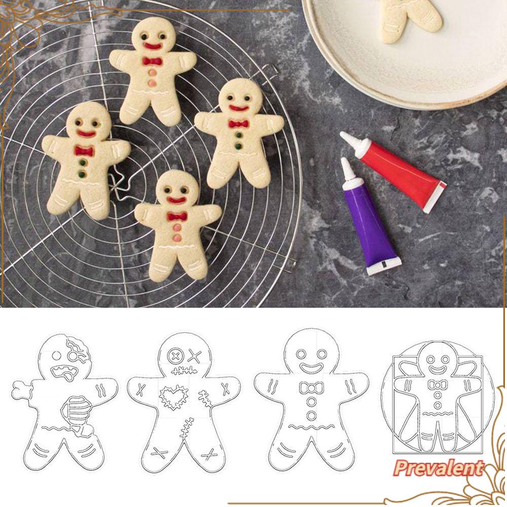 Preva 4pcs Cookie Embosser Cetakan Kue Kering Dekorasi Biskuit Cap Alat Kue Voodoo Gingerbread Halloween Natal