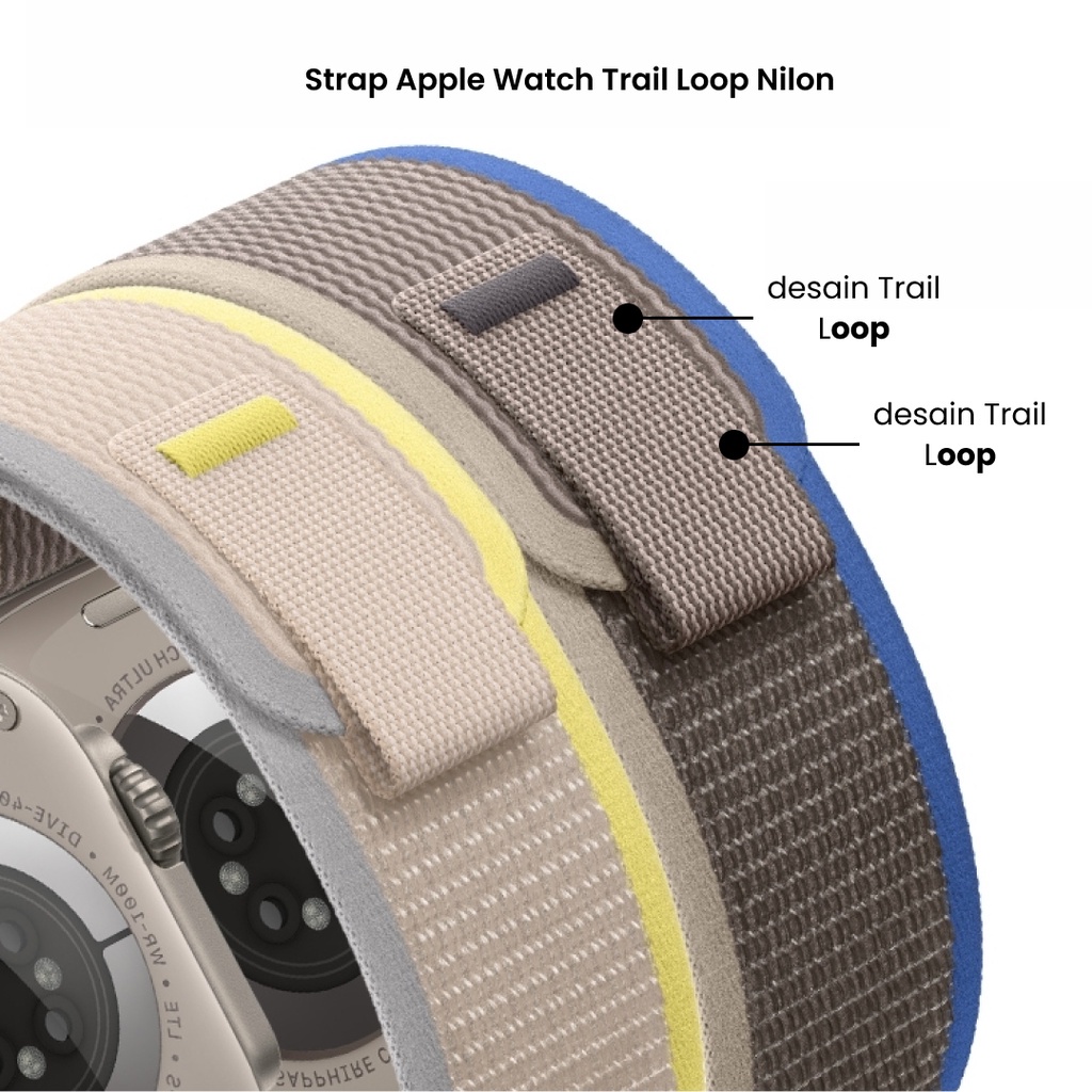 Tali Strap Apple Watch Trail Loop  Pengganti Strap untuk jam iWatch 7 6 SE 5 4 3 Ultra bahan Nilon Premium