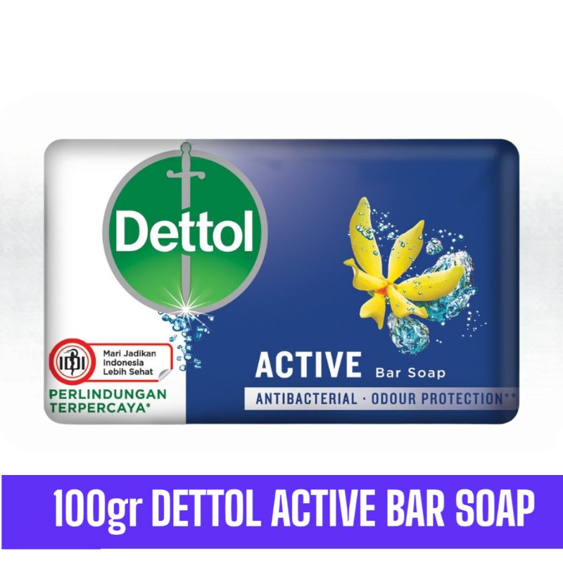 Dettol Active Antbacterial Bar Soap 100 gr Sabun Batang