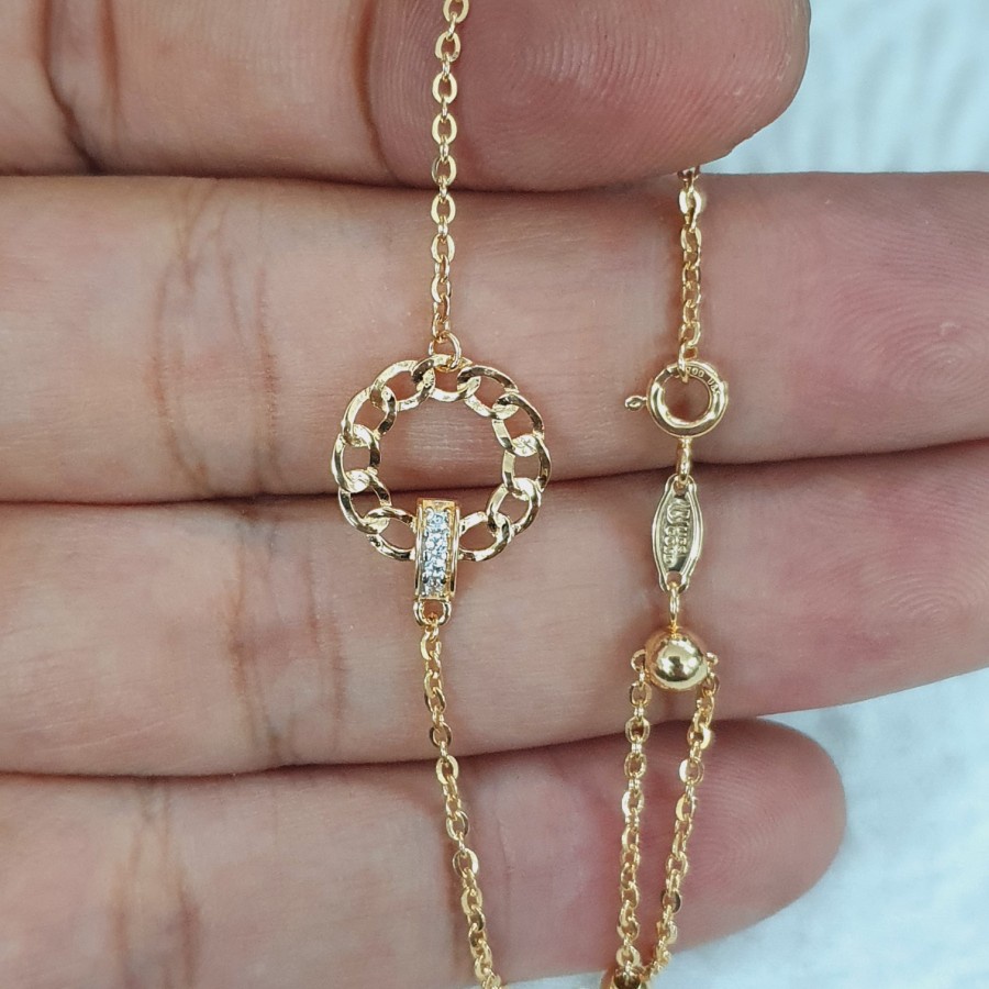 gelang millie molly model round rantai serut emas 70% 700 70 % 16k