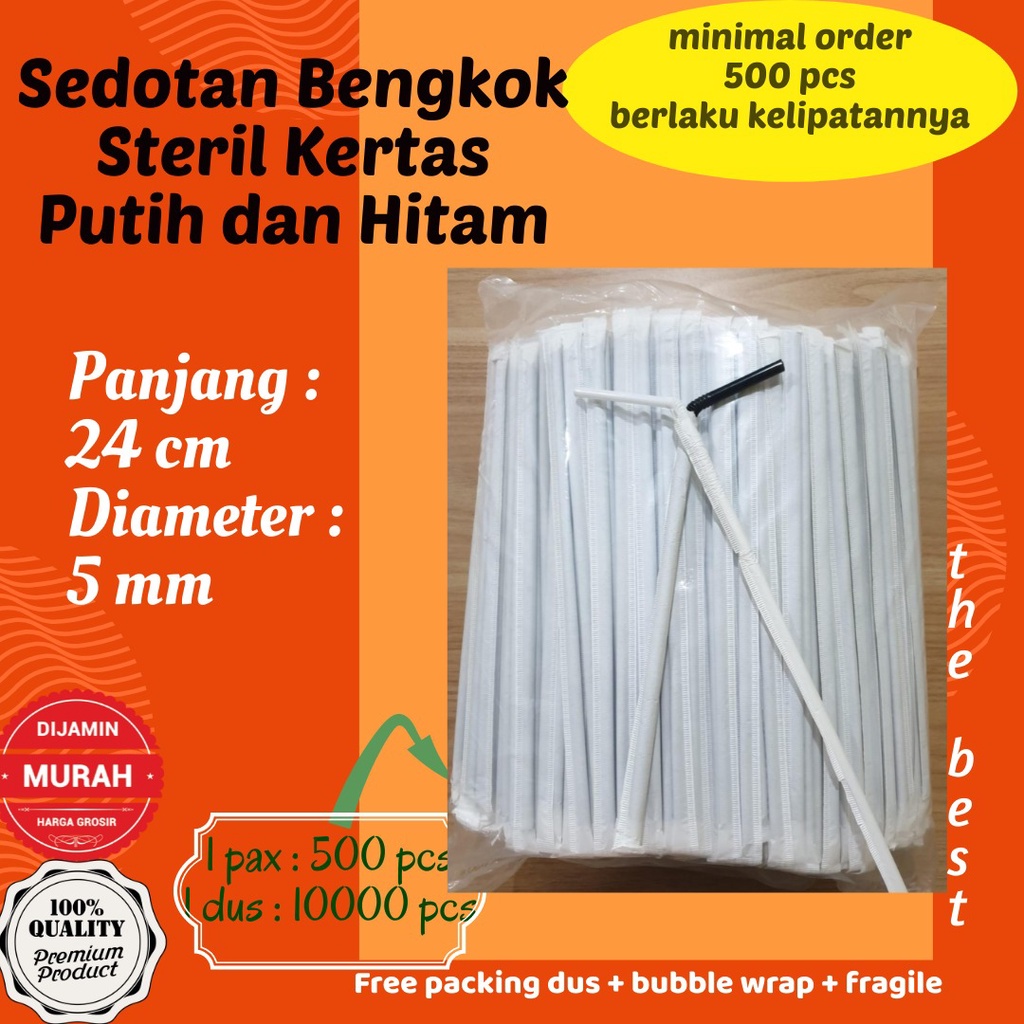 Jual Sedotan Flexibel Bengkok 5 Mm 24 Cm Higienis Bungkus Kertas Isi