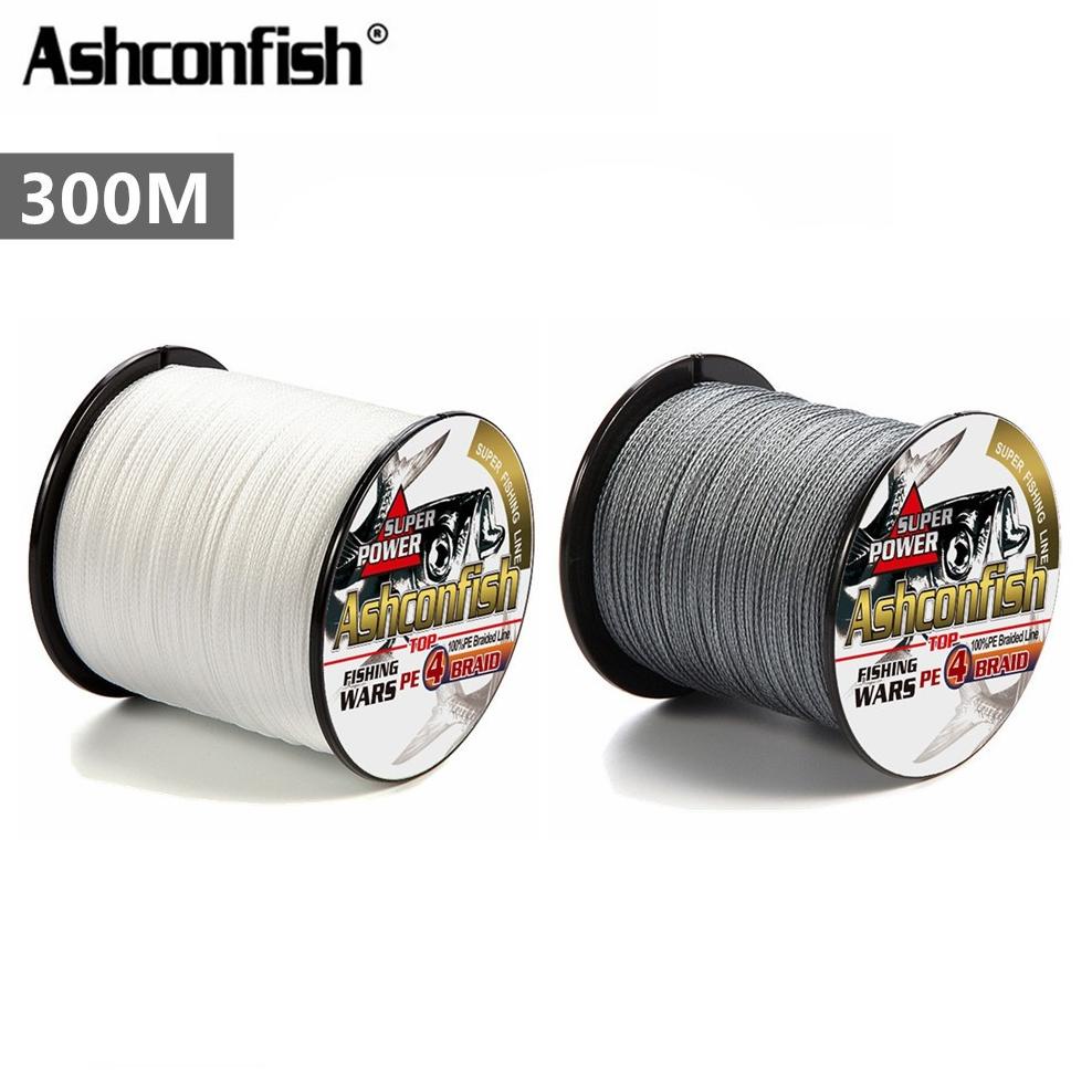 Ashconfish 300M X4 Tali Pancing Dyneema Multifilament Senar Pancing Pe Benang 4 Untai Warna Putih