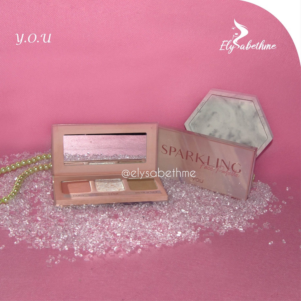 ✿ELYSABETHME✿ Y.O.U face palette sparkling (contour blush dan highlight) satu makeup untuk retouch padat