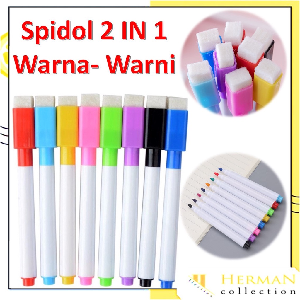 

Spidol Papan Tulis White Board Sepidol Kecil Mini Warna Warni Penghapus Wipe And Clean Whiteboard Marker Anak Anak Spidol 2 IN 1