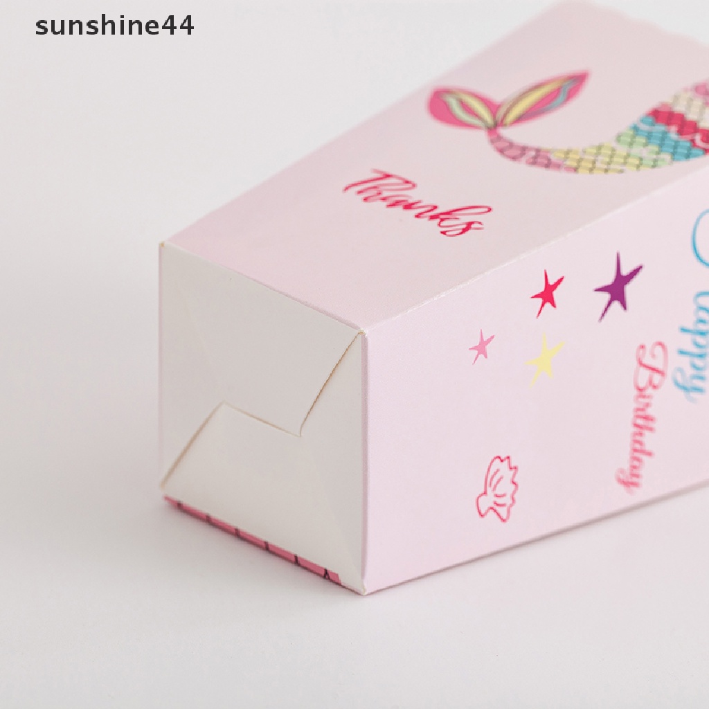 Sunshine 12Pcs / Pak Kotak Popcorn Tema Mermaid Untuk Pesta Ulang Tahun