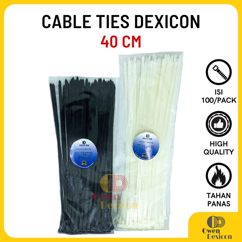 

Cable Ties 40cm Dexicon 4,8mm x 400mm/ Kabel Tie Tis Murah Kuat/ Kabel Pengikat/Hitam Putih/ isi 100 pcs