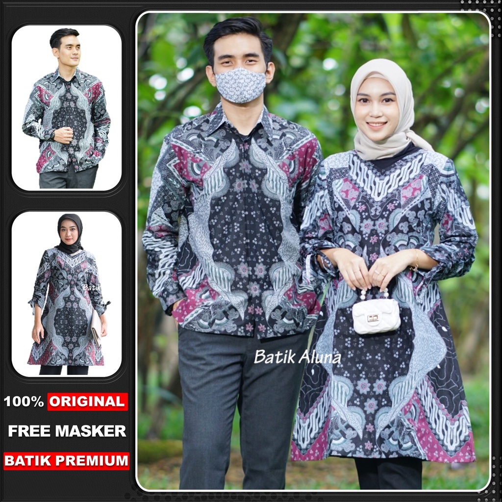 Batik Couple Pasangan Modern Lengan Panjang Bahan Katun Premium Atasan Batik Wanita Kapel BY FASHION BATIK ALUNA