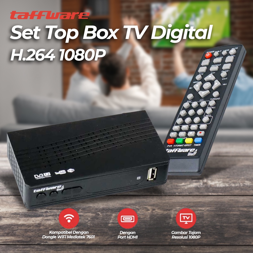 Taffware Bien4 Set Top Box TV Digital H.264 1080P DVB-T2 - Black