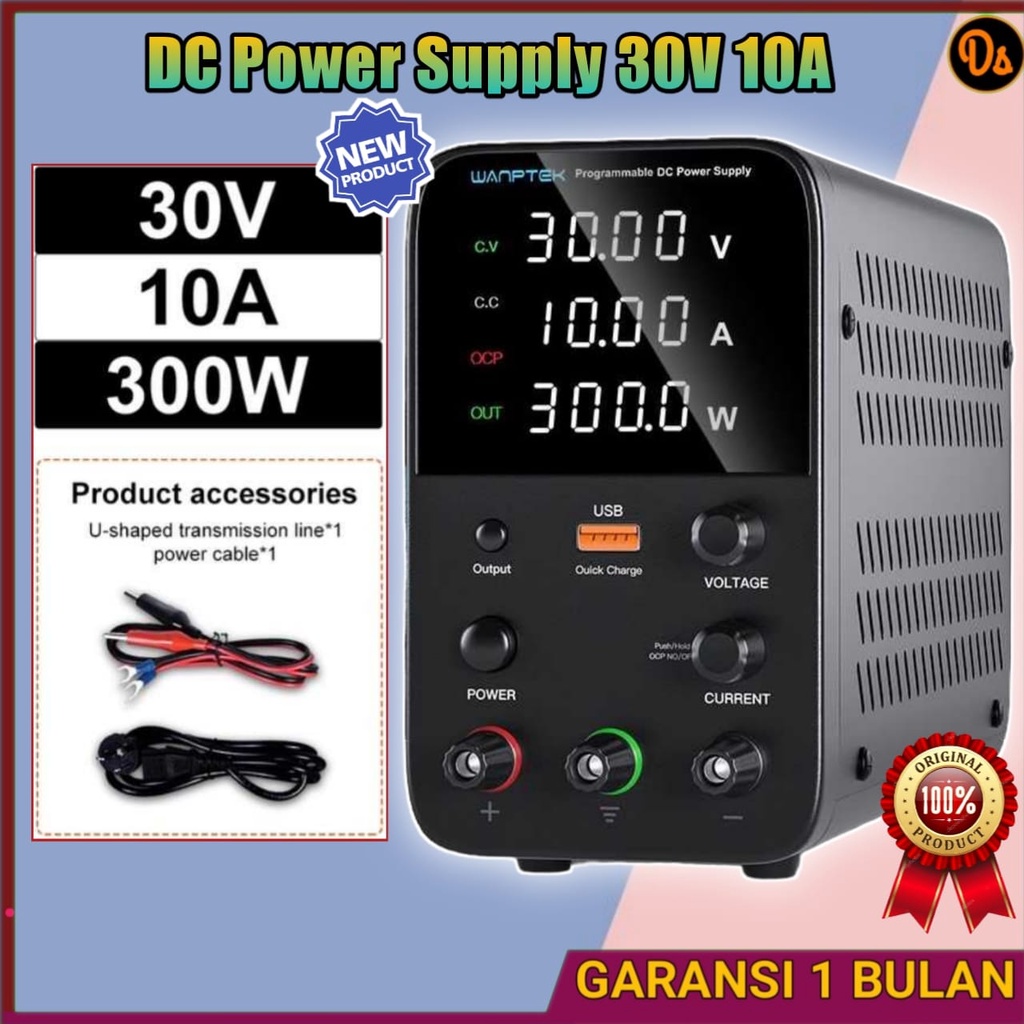 PROMO ORIGINAL DC Power Supply 30V 10A Wanptek Adjustable Power supply digital Power suply digital power suplay digital Power suplai power supply dc mini Original 7RAD1PBK