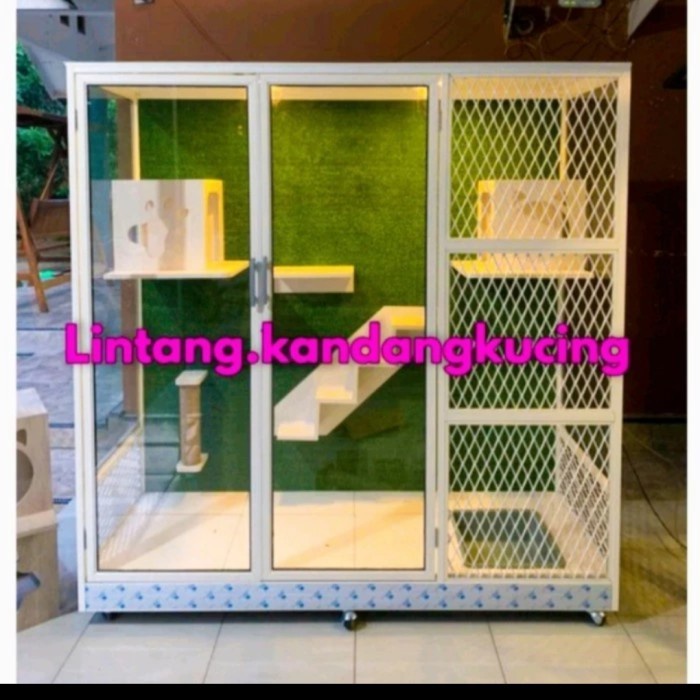 Cat aquarium / cat cage / cat house / hewan kucing besar warna putih