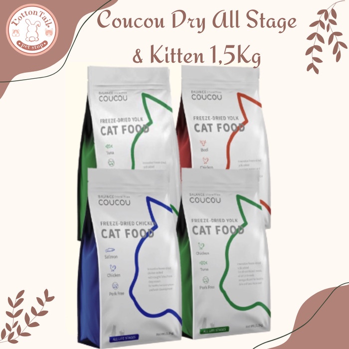 (EXP NOVEMBER 2023) CouCou 1.5kg All Stages &amp; Kitten Dry CAT Food 1.5kg - Makanan Kucing Cou Cou