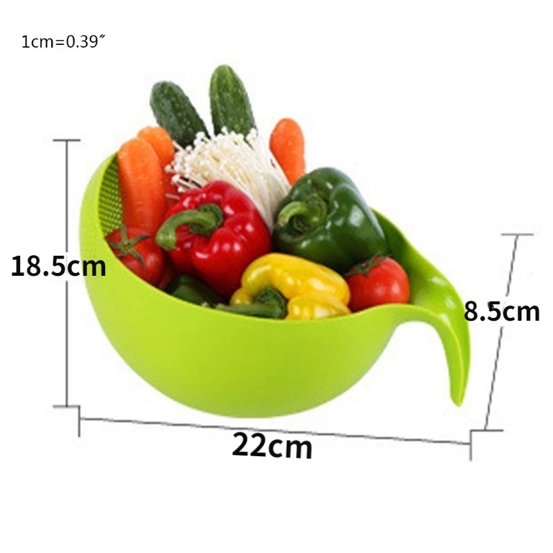 1pc Colander Saringan Beras Bahan Plastik Warna-Warni Dengan Gagang/Keranjang Saringan Cuci Buah Sayuran Gadget Dapur