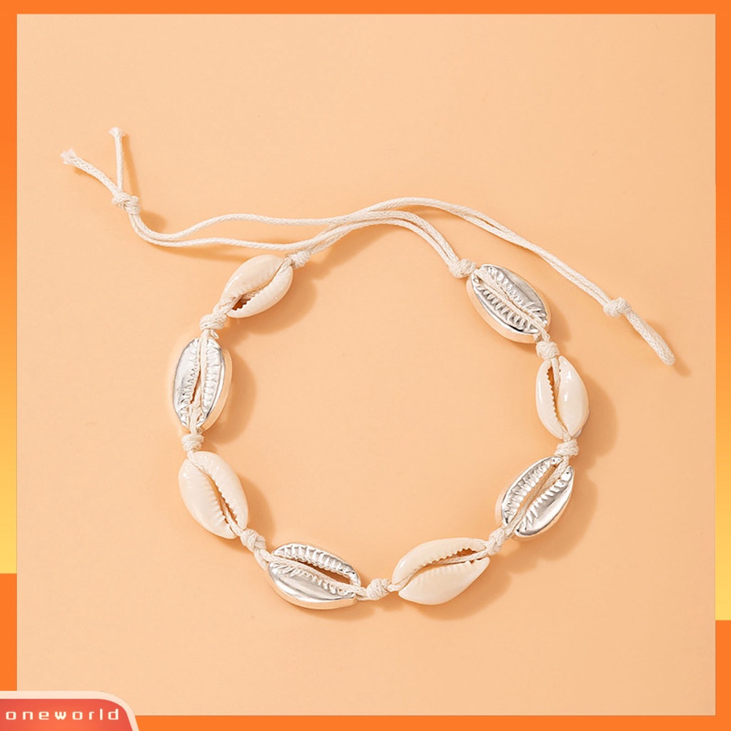 [WONE] Gelang Kaki Wanita Model Kerang Simple Braided String Ankle Chain Untuk Pakaian Sehari-Hari