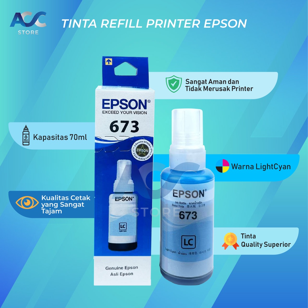 1 SET 6 PCS Tinta Epson 673 Isi Ulang Printer L800 L805 L805 L850 L1800 New