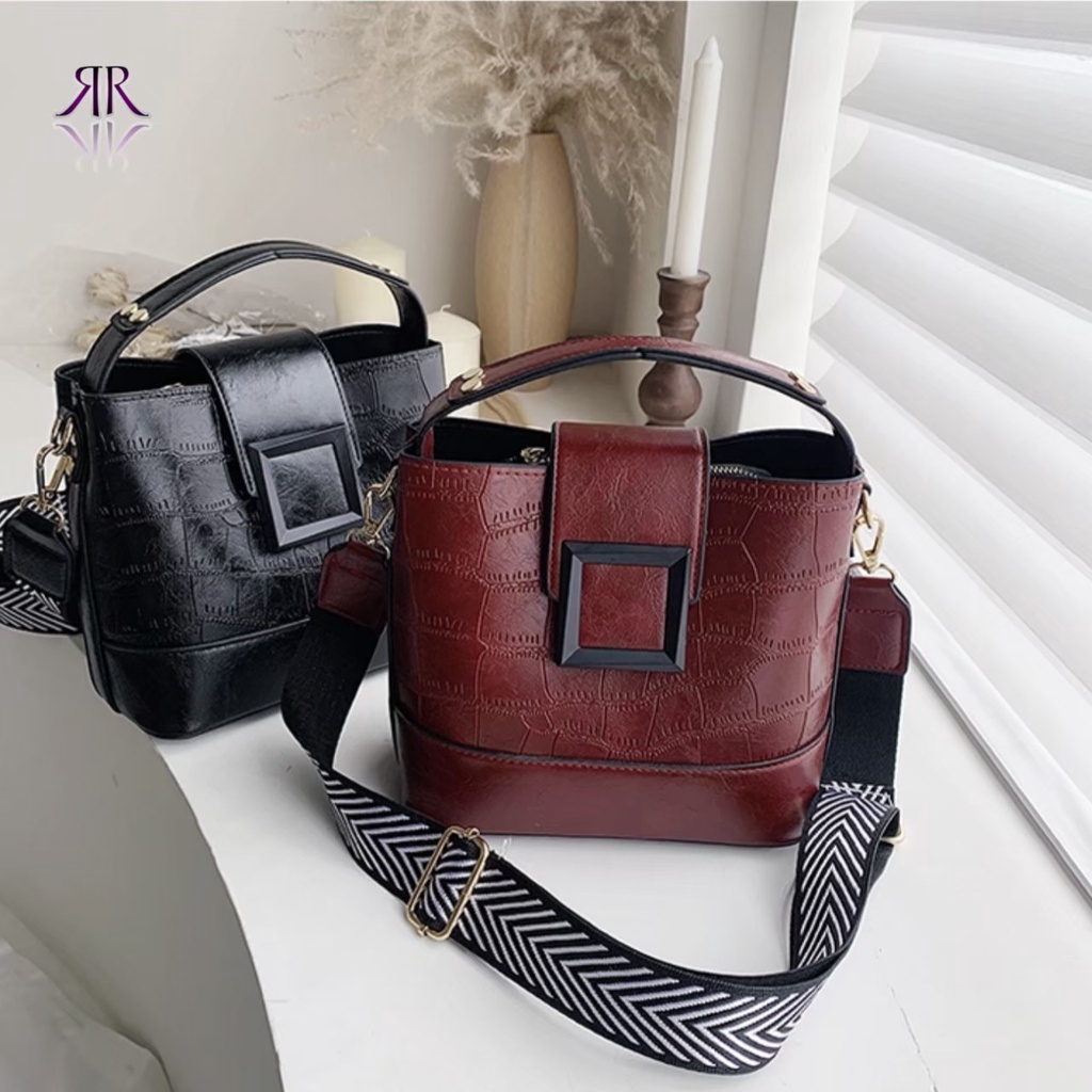 ARAIAZ SHOP Tas Selempang Wanita Croco Korea Travel Jinjing Tas Kulit Selempang Mini-COD