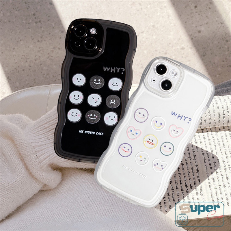 Samsung A14 A04 A04E A04s A32 A23 A50 A13 A12 A21s A52 A03 A03s A53 A50s A22 A52s A33 A02s A31 A30s A20 A11 A51 M32 M22 Kartun Lucu Ekspresi Lucu Lembut TPU Wavy Edge Couple Case