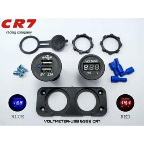 Voltmeter + 2 Port USB Charger HP Motor Nmax Pcx Aerox Xmax Vario CR7