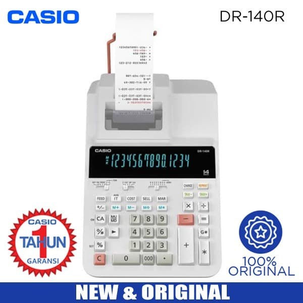 KOMPLIT Kalkulator Casio Printing DR-140R (Calculator Original Asli DR 140 R)