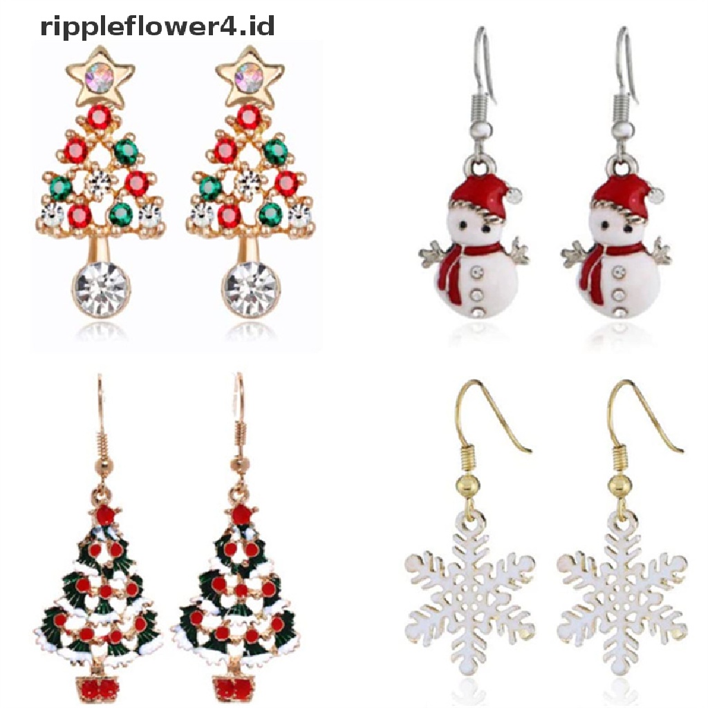 {rippleflower4.id} Anting Pohon Natal Trendy Untuk Wanita Santa Claus Snowman Drop Earrings Perhiasan Hadiah Natal~