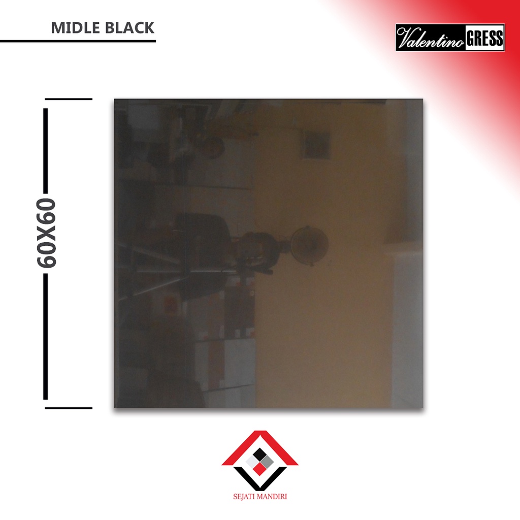 granit 60x60 - hitam polos glossy - valentino gress midle black