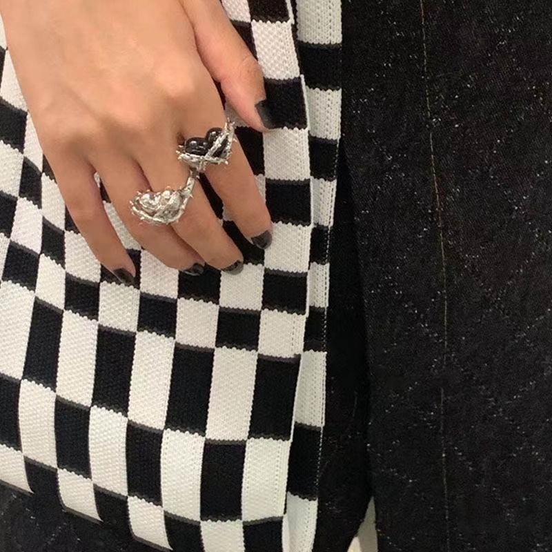 Mode Baru Kreatif Punk Gothic Duri Gothic Punk Cinta Hati Cincin Vintage Terbuka Cincin Untuk Wanita Pesta Perhiasan Pertunangan Pernikahan Hadiah