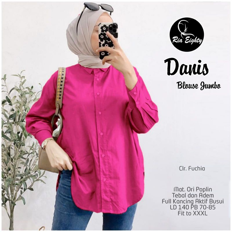 Danis Kemeja Blouse Polos Fuchia Fanta Katun Poplin Ld 140 Oversize Jumbo Fit XXXXL By Ria