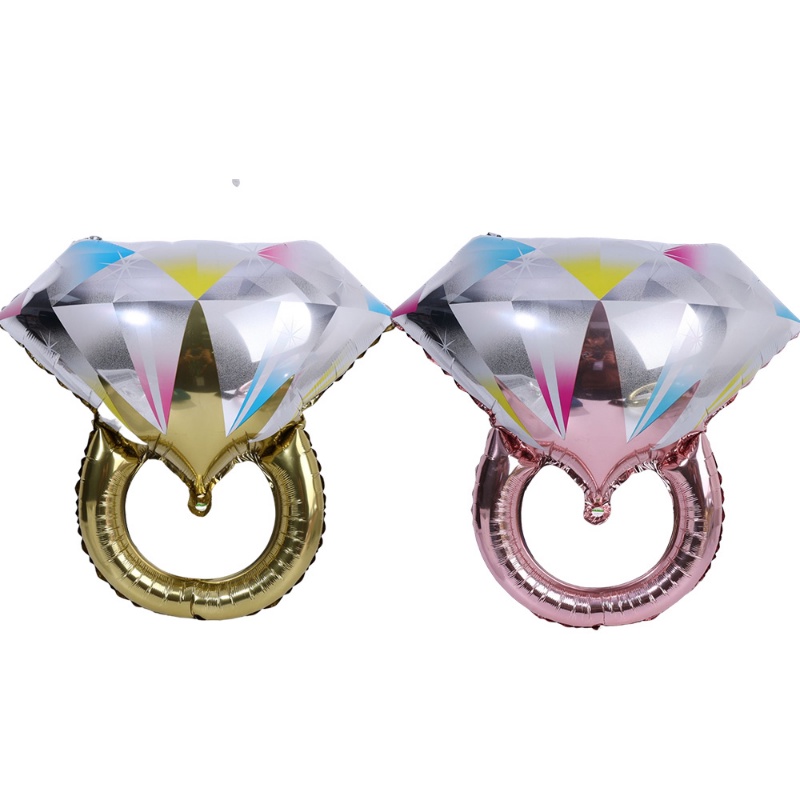 Balon Aluminium Foil Bentuk Cincin Berlian/Balon Cincin Berlian Hias Pesta Valentine Pernikahan