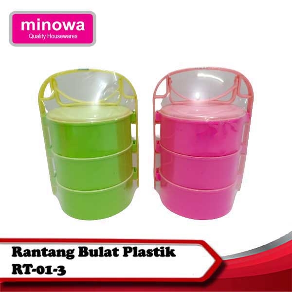 Minowa Rantang Bulat Plastik 3 susun / Rantang susun
