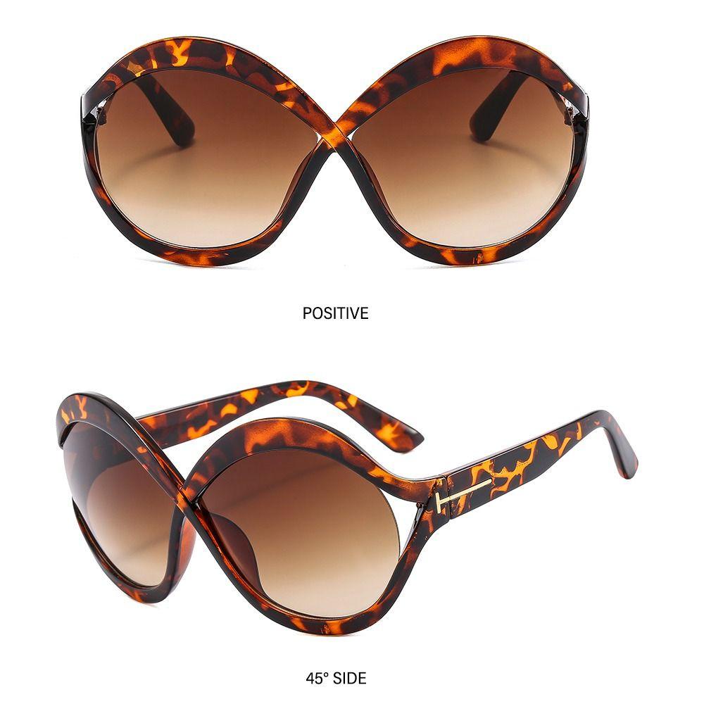 Lily Cat Eye Kacamata Hitam Perempuan Bingkai Berongga Oversized Gradient Sun Glasses