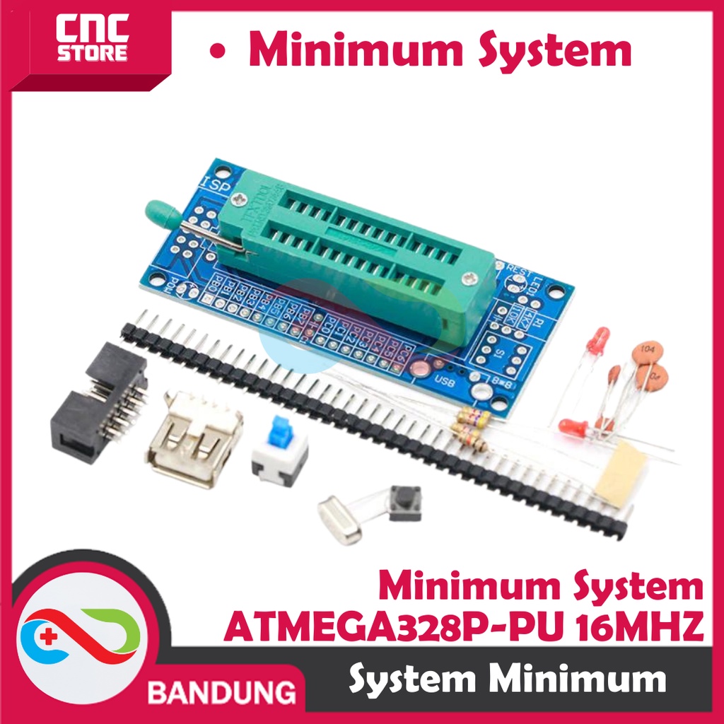 PAKET LENGKAP SISMIN MINSYS MINIMUM SYSTEM ATMEGA328P-PU 16MHZ AVR