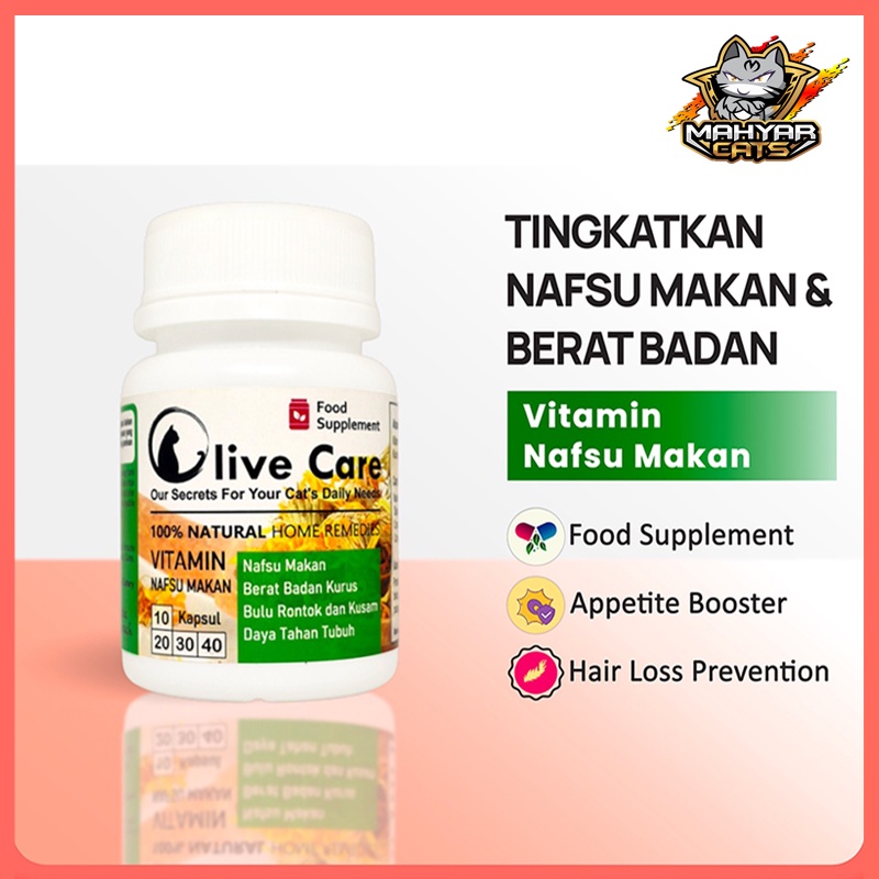 Olive Care Vitamin Kucing NAFSU MAKAN untuk Nafsu Makan, Gemukin Badan, Bulu Rontok, Daya Tahan Tubuh dan Konstipasi