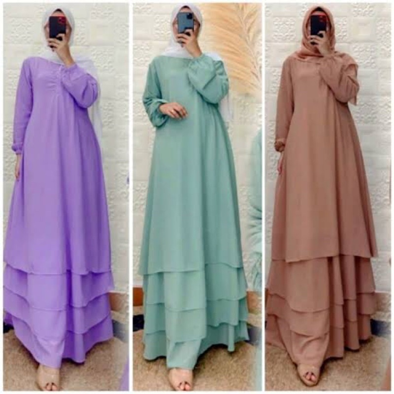 Gamis malaysia 3 layer busui friendly ceruty premium