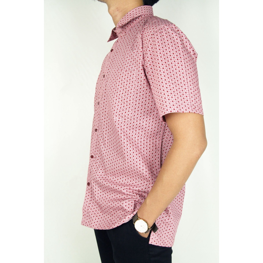 Kemeja Pria Reguler Stanley Adams Lengan Pendek Merah Muda Motif 16 | Hem Pria Reguler | Kemeja Branded Original 100% Matahari