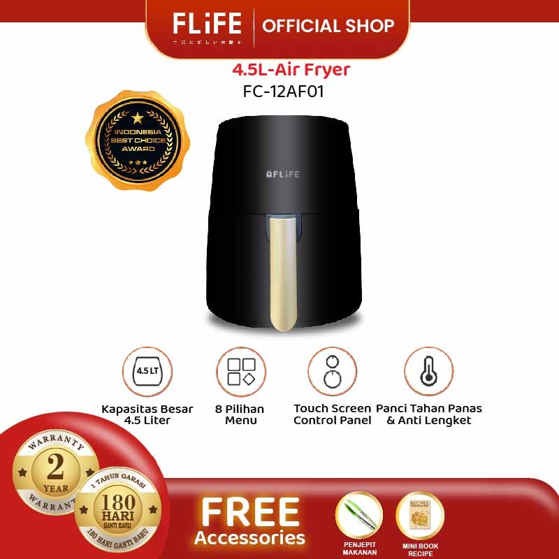 FLIFE FC12AF01 / FC-12AF01 Air Fryer 4.5L - Mesin Penggoreng Tanpa Minyak