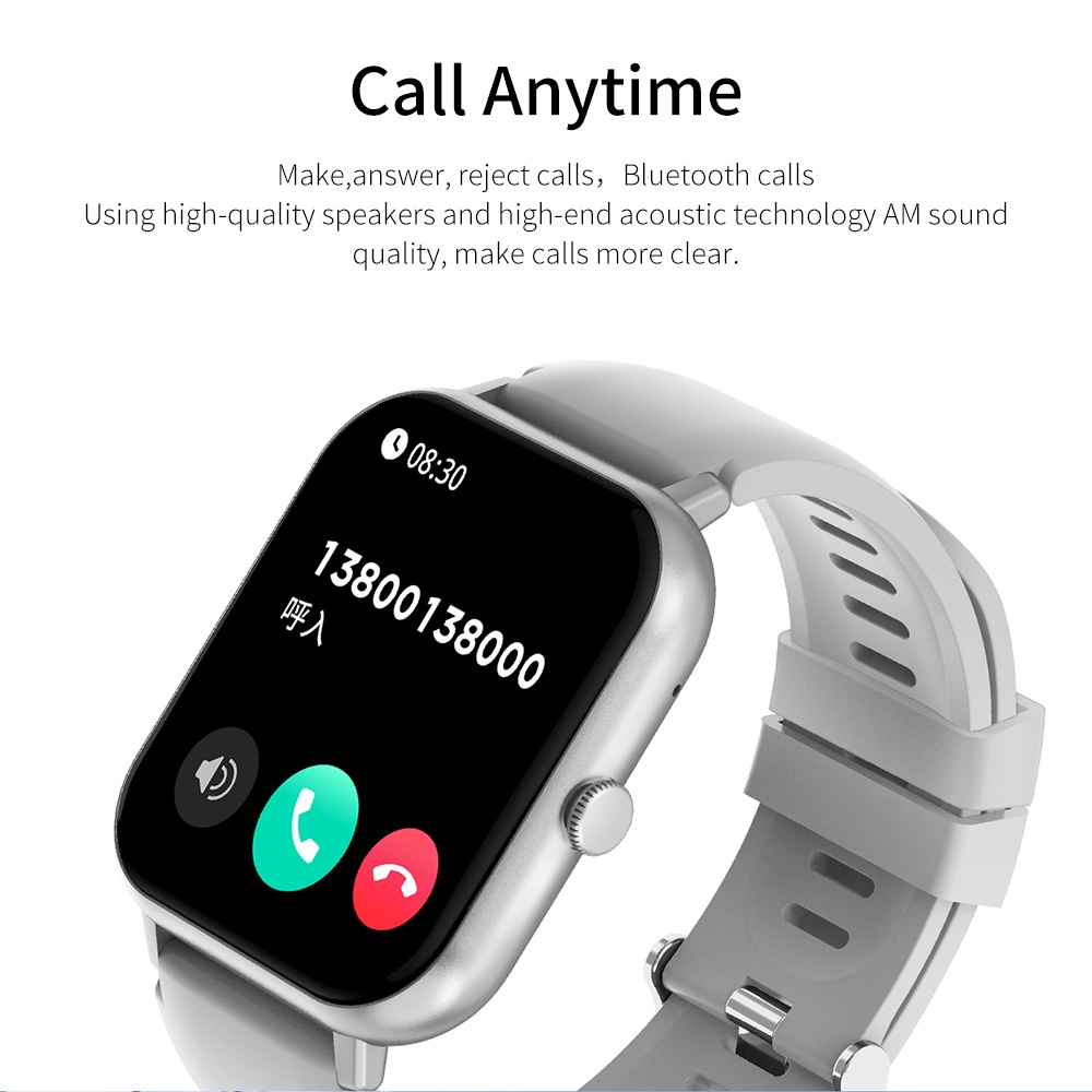 Bozlun Jam tangan pintar olahraga pria couple smart watch dengan layar persegi , pemantau detak jantung, tekanan darah, oksigen darah, tidur, panggilan Bluetooth, musik