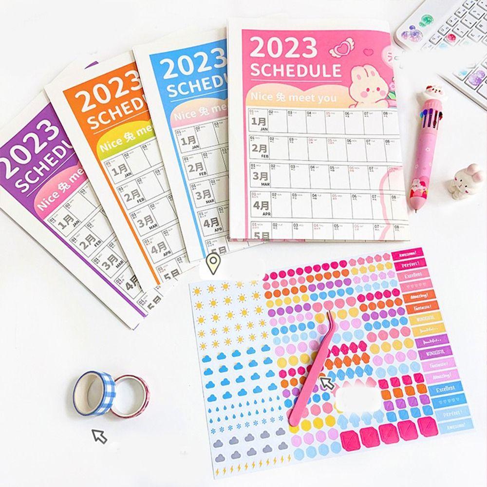 Lanfy 365hari Planner With Sticker Kartun Sekolah Kerja Perencanaan Waktu Alat Tulis Budidaya Habit 2023jadwal Tahunan