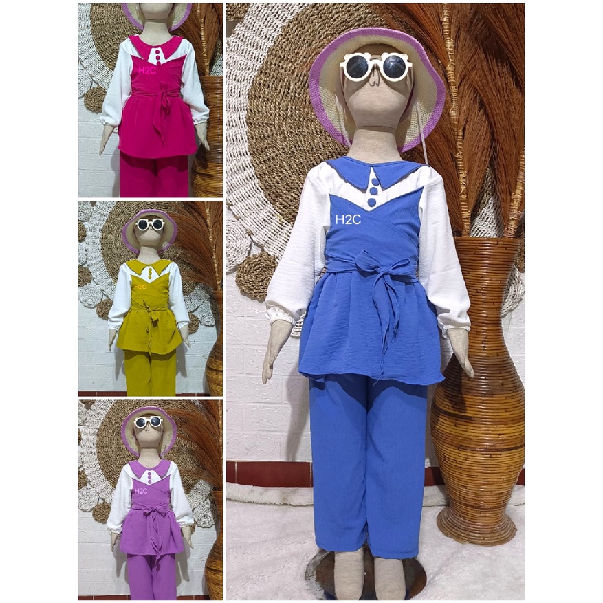 SETELAN BAJU LESTY KANCING KIMONO ANAK CEWEK BAHAN CRINKLE AIRFLOW TERBARU // SETCEL LESTI KANCING K